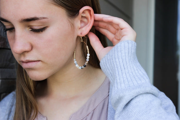 Large Beaded Hoop Earrings