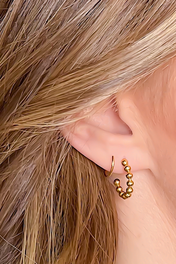 Gold Dotted - Double Twist Earrings