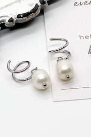 Silver Pearl - Double Twist Earrings