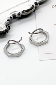 Silver Hexagon - Double Twist Earrings