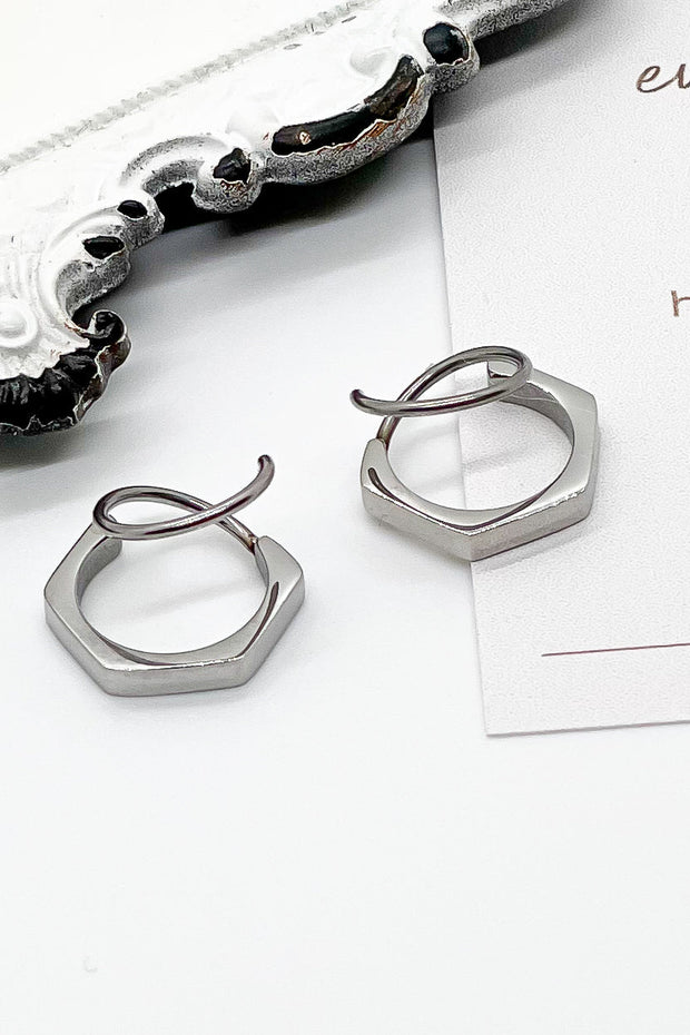 Silver Hexagon - Double Twist Earrings