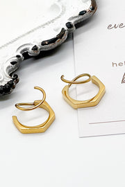 Gold Hexagon - Double Twist Earrings