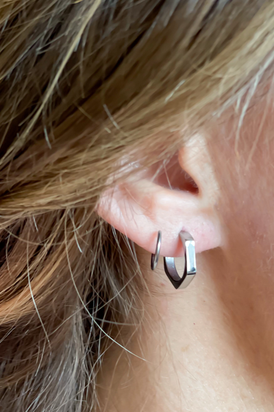 Silver Hexagon - Double Twist Earrings