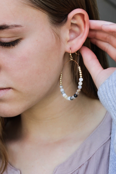 Large Beaded Hoop Earrings